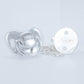 MIYOCAR personalized silver bling pacifier and all silver pacifier clip BPA free dummy bling unique design gift baby shower