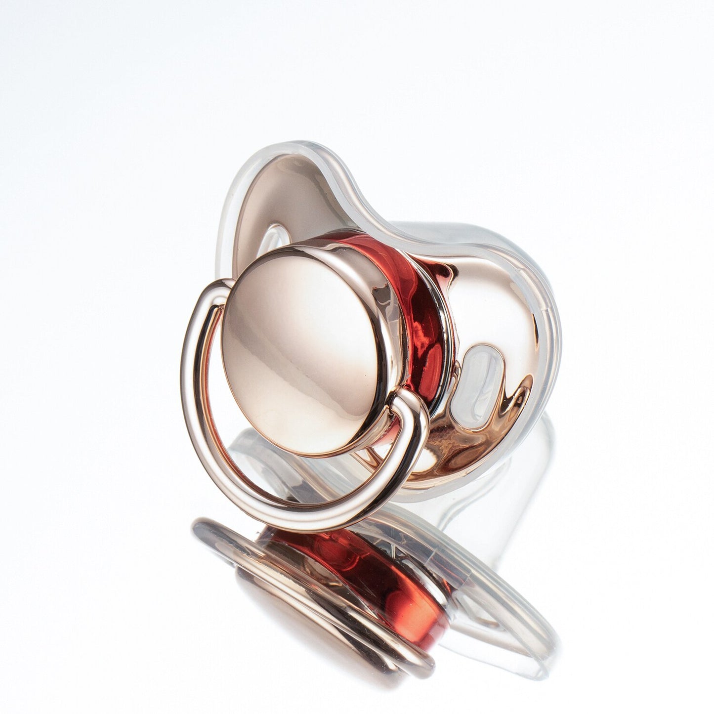 Miyocar Luxurious Rose Gold Pacifiers Bring 3 Replacement Silicone Teat Includes All Size for Boy and Girl Baby Shower Gift