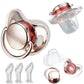 Miyocar Luxurious Rose Gold Pacifiers Bring 3 Replacement Silicone Teat Includes All Size for Boy and Girl Baby Shower Gift