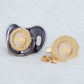 MIYOCAR Bling custom pacifier and clip set gold collection