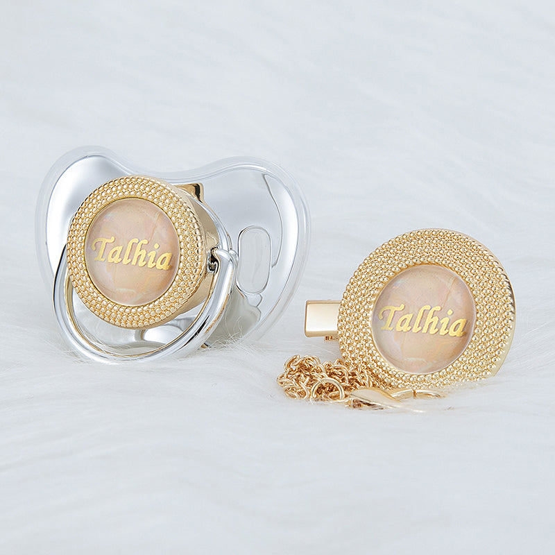 MIYOCAR Personalized any name 18 colors gold bling pacifier and pacifier clip BPA free dummy Luxury unique design pacifier PPG